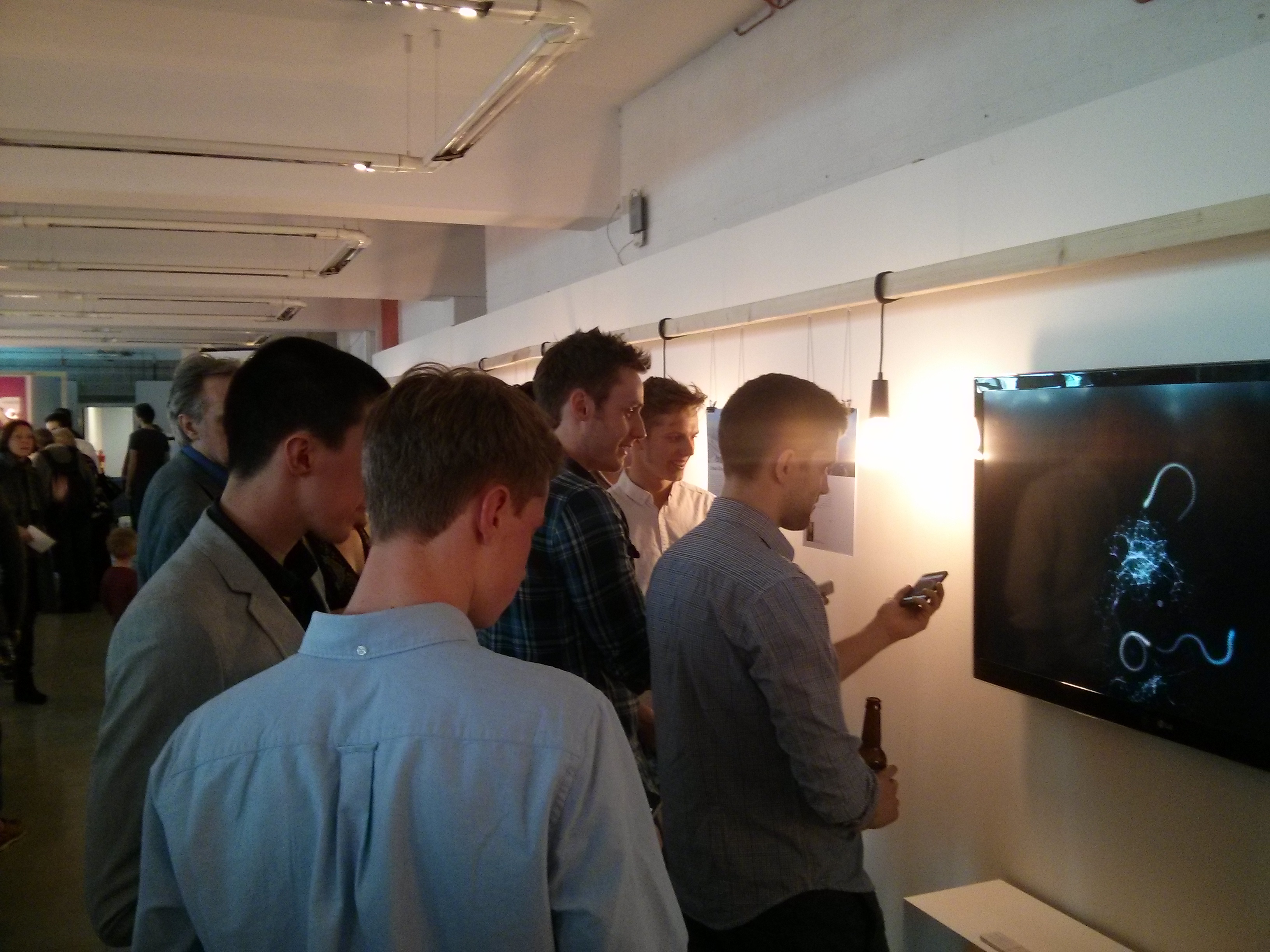 People using MotionIO at the 2014 DJCAD Degree Show opening night
