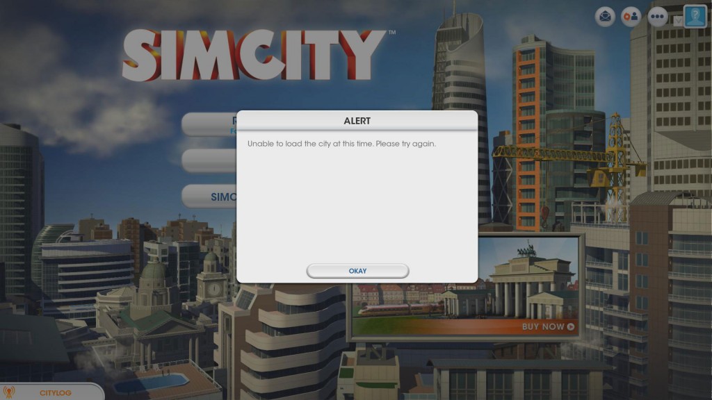 Sim City error message
